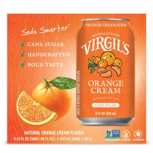 Virgils Orange Cream Soda 4 Pk Can